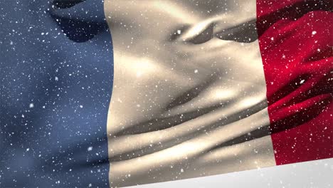 Französische-Flagge-Weht-Im-Schnee
