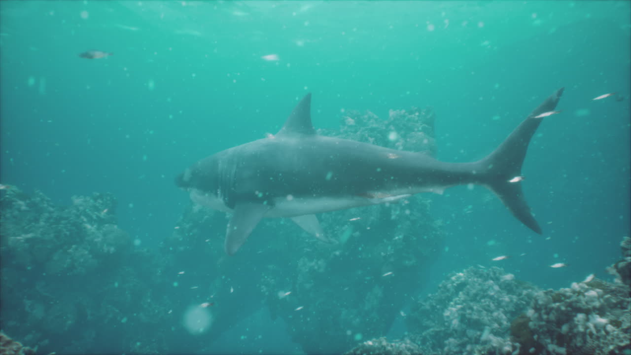 gran tiburón blanco nadando en el océano