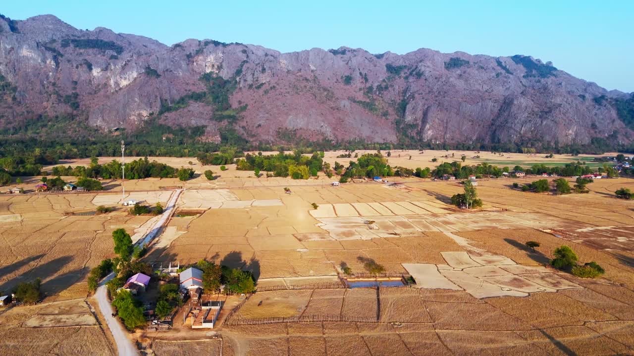 aerial sunset Laos famous Thakhek loop motorcycle rider south east Asia near Kong Lor Cave