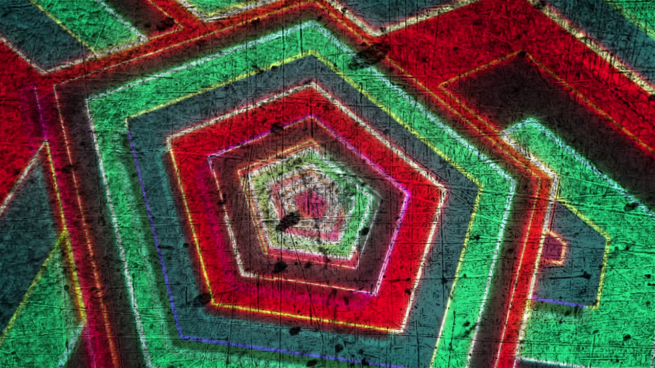 formas pentagonales grunge generadas por computadora. renderización 3d de fondo a rayas geométricas abstractas