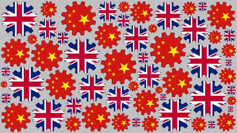 las banderas chinas y británicas girando en el fondo
