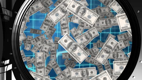 dollar bills inside vault