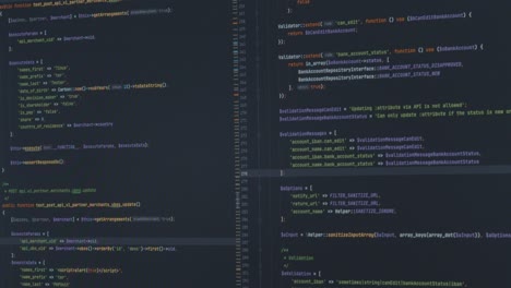 tilt down of lines of computer code on screen