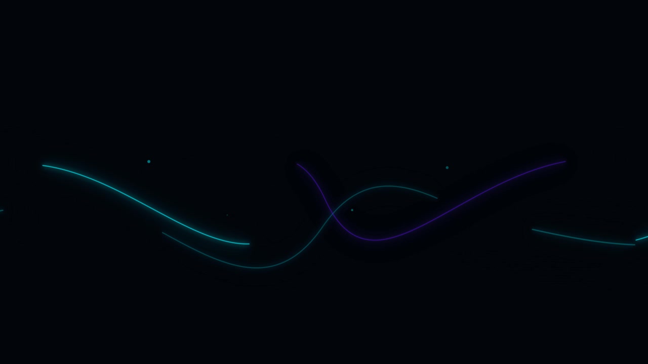 Grafica in movimento astratta con linee al neon luminose su sfondo nero