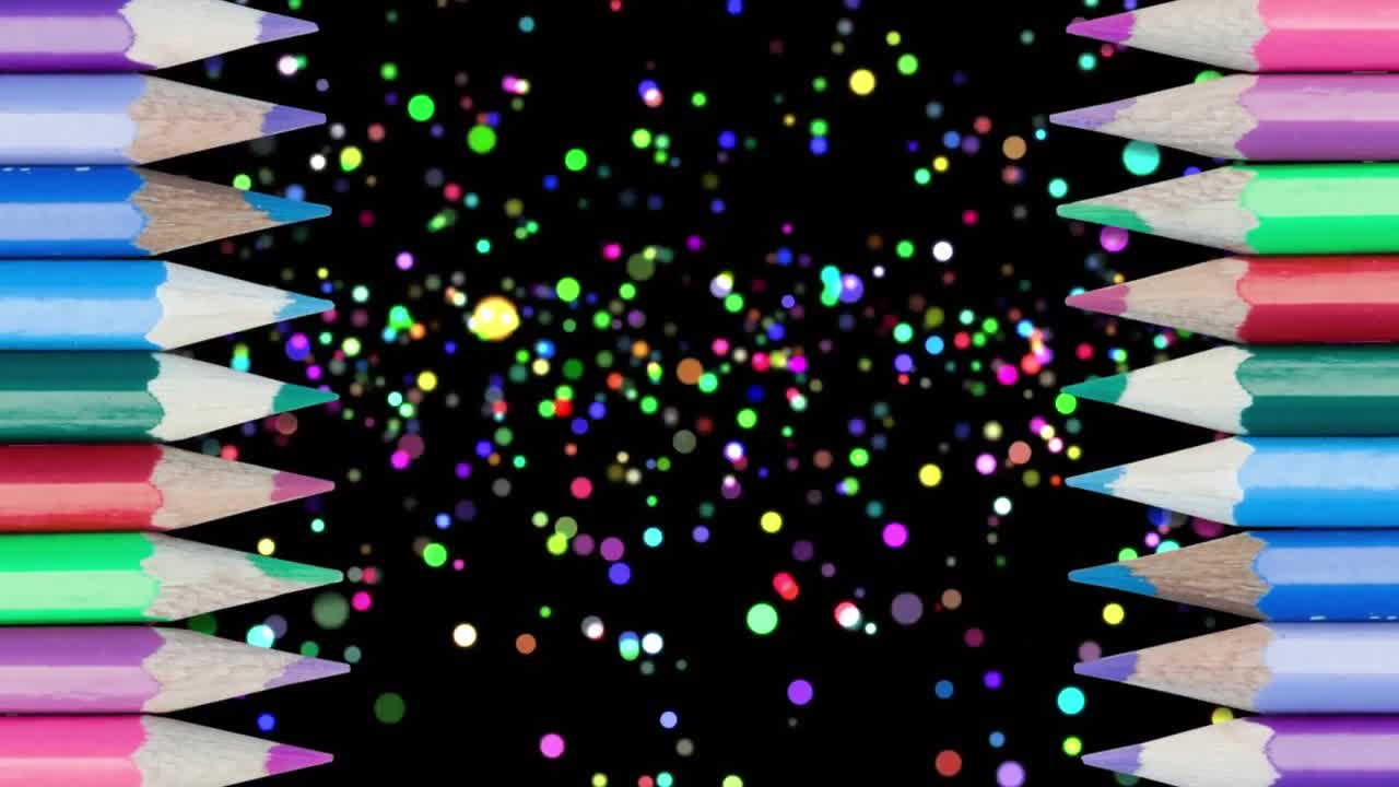 검은색 배경 에 있는 다채로운 반점 에 대항 한 여러 가지 색 ⁇  의 연필