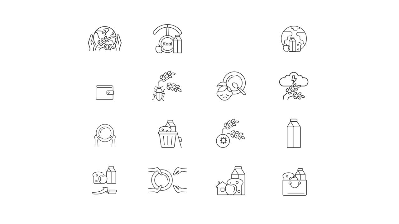 Set of nutrition and sustainability icons