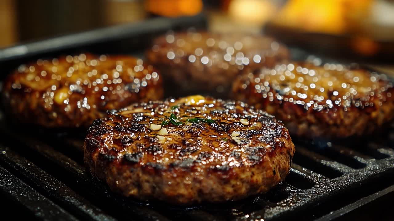 hamburguesas en una parrilla