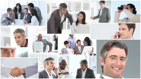 montaje de hombres de negocios en el trabajo