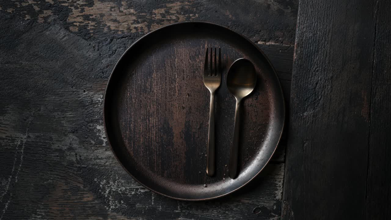 platos y cubiertos rústicos oscuros