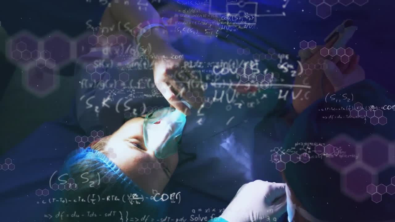 animación de un paciente con una máscara de oxígeno acostado en una cama de hospital