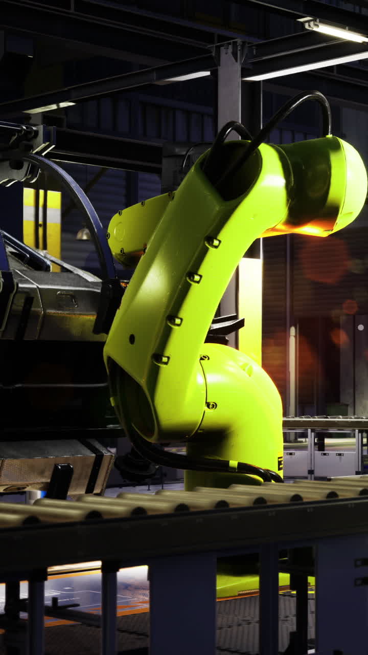 Braccio robotico impegnato in lavori di precisione in un moderno impianto di produzione.