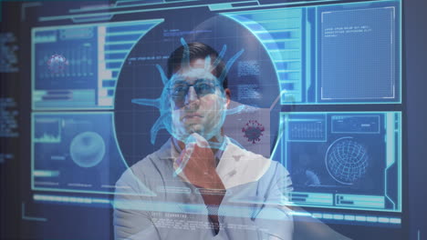 animación de la interfaz digital sobre el médico masculino