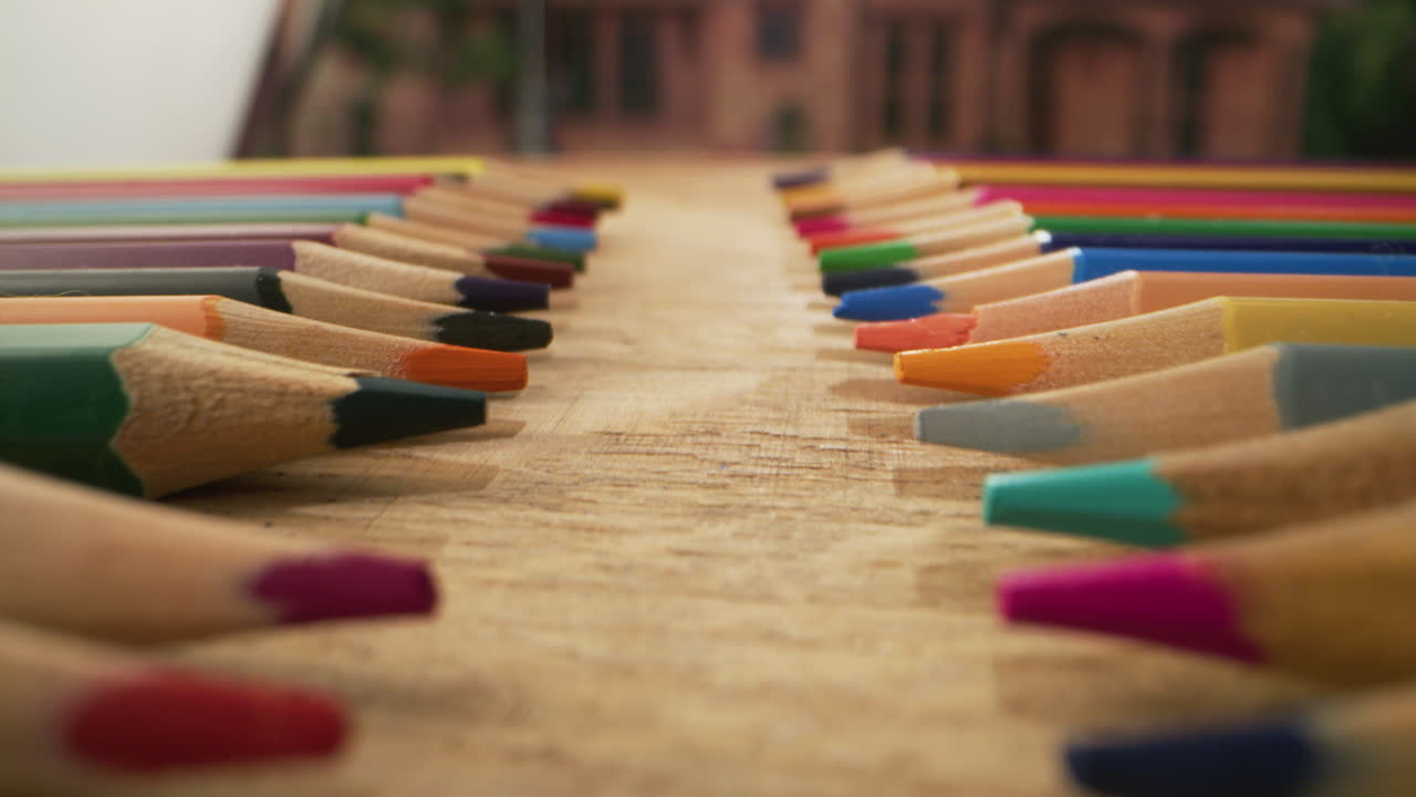 Colorful Pencils on a Wooden Surface
