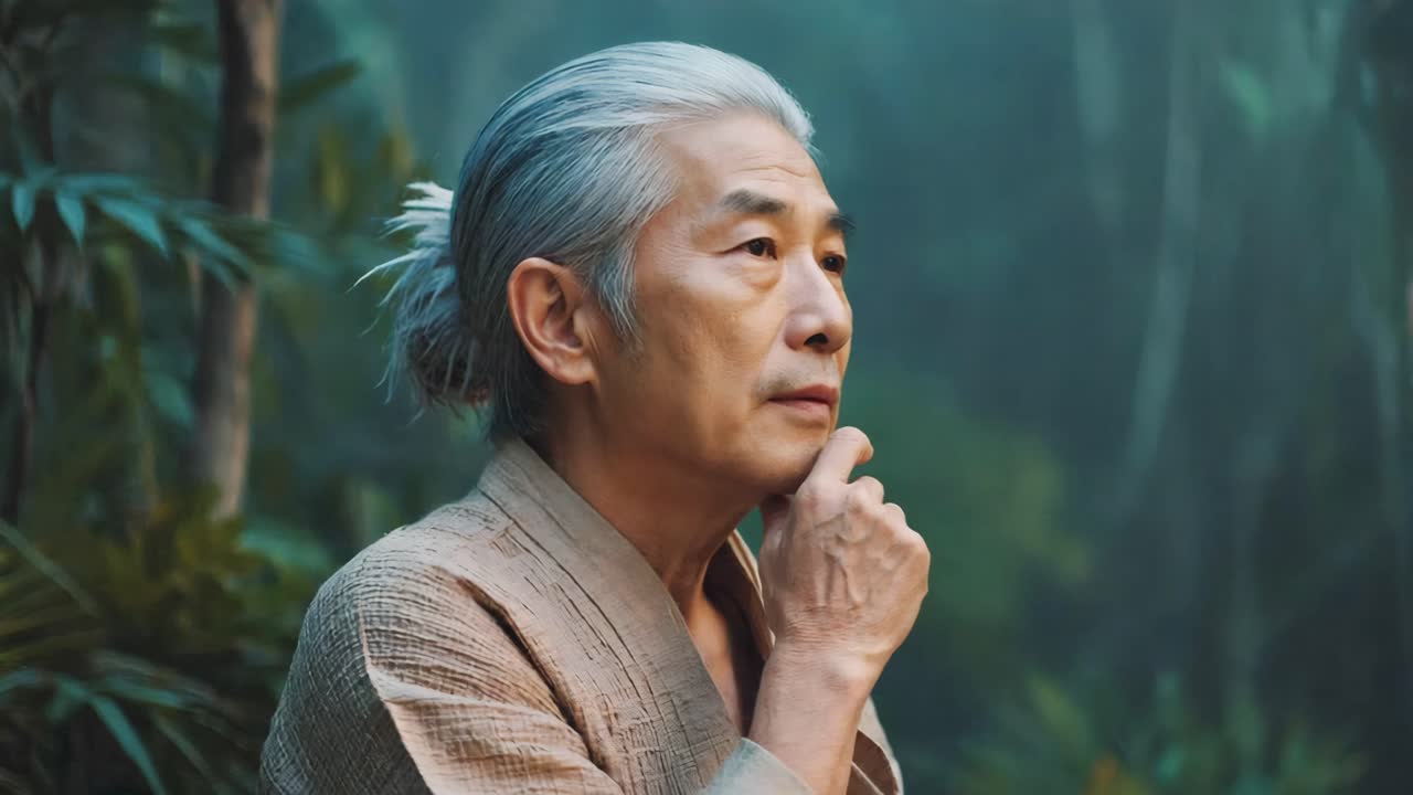 Thoughtful older man in nature