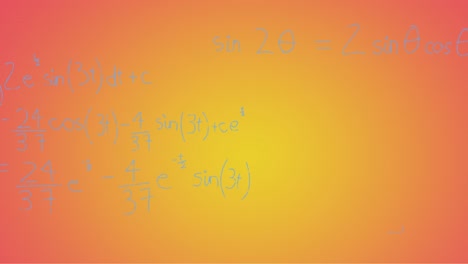 animation of hand written mathematical formulae over yellow to red background