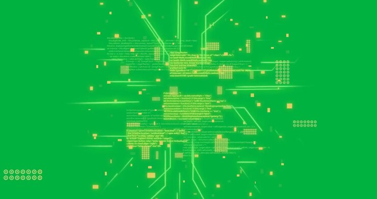 Animation of artificial intelligence data processing over transparent background
