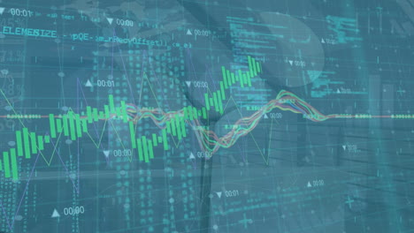 animación del procesamiento de datos financieros a través de la turbina eólica