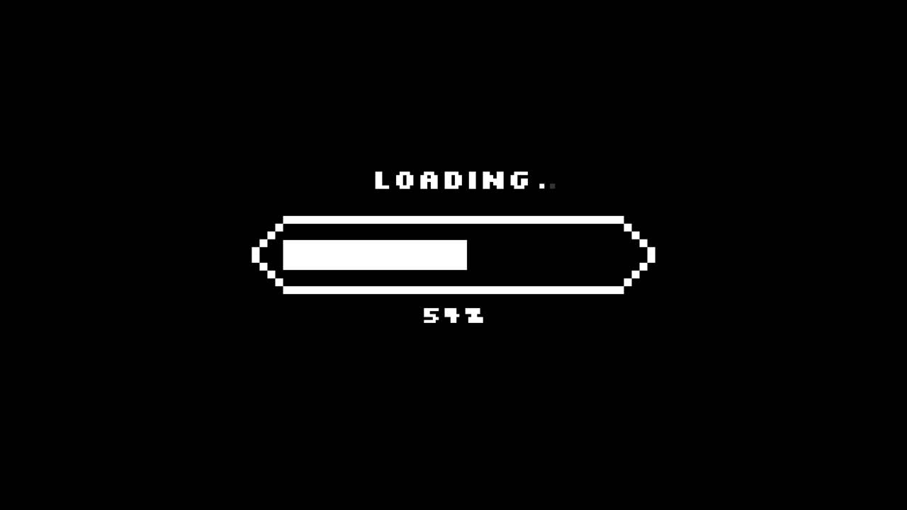 Pixelated Retro Loading Bar Progressing on Black Background