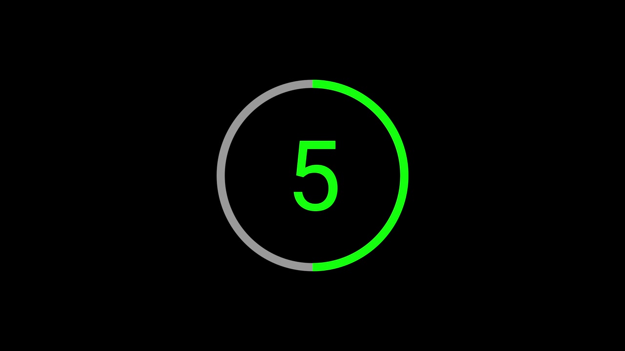 Green Digital Countdown Timer with Circular Progress Bar on Black Background