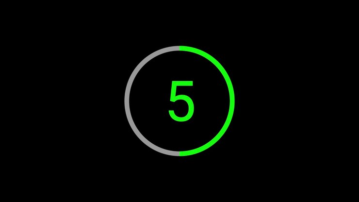 Green Digital Countdown Timer with Circular Progress Bar on Black Background