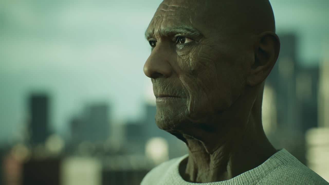 anciano asiático en la ciudad