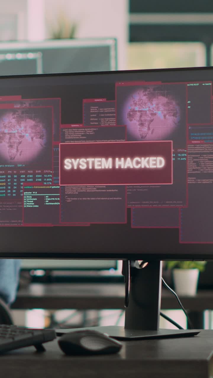 Vertical video: Asian software programer having system crash hacking problem with security breach