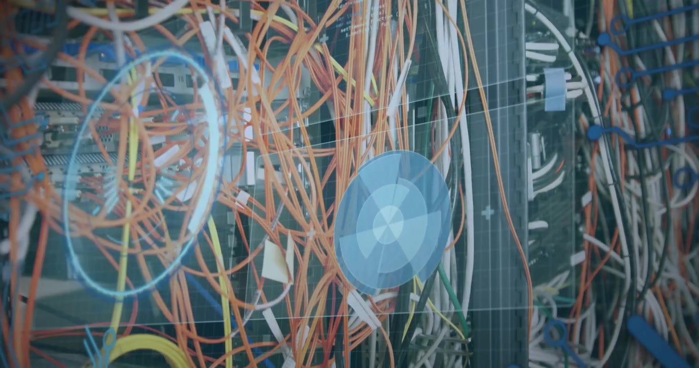 Animation of data processing over cables of computer server