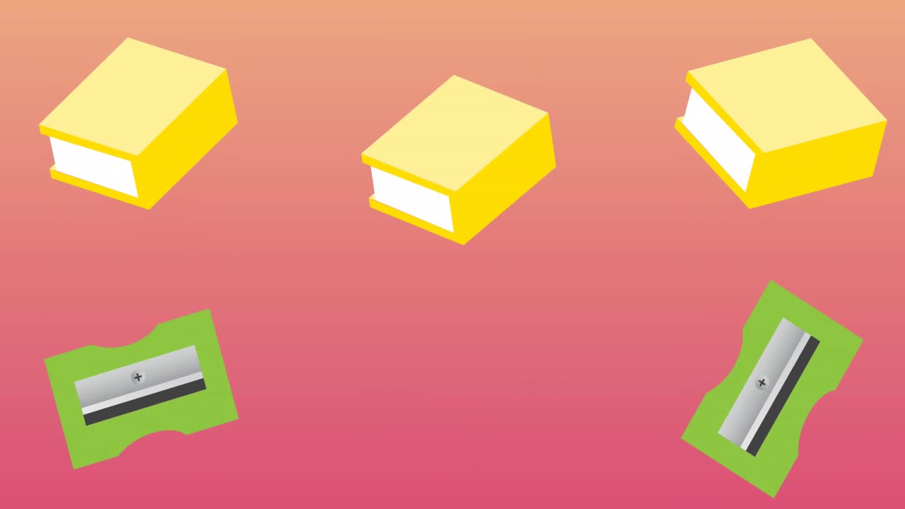 그라디언트 배경에 대해 움직이는 책과 날카로운 책의 애니메이션