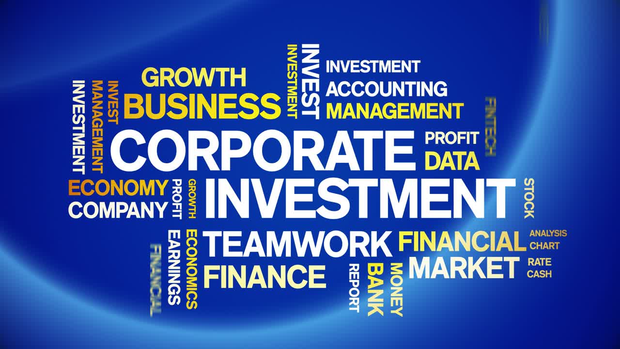 4k Corporate Investment Animated Tag Word Cloud,Text Animation seamless loop.