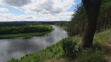 the neris river bend, kernave, lithuania. tilt down