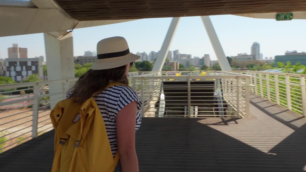 Stylish Female Traveler on Her Way to the Plane