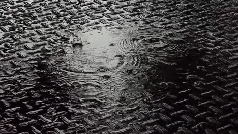 rain drops on a metal surface