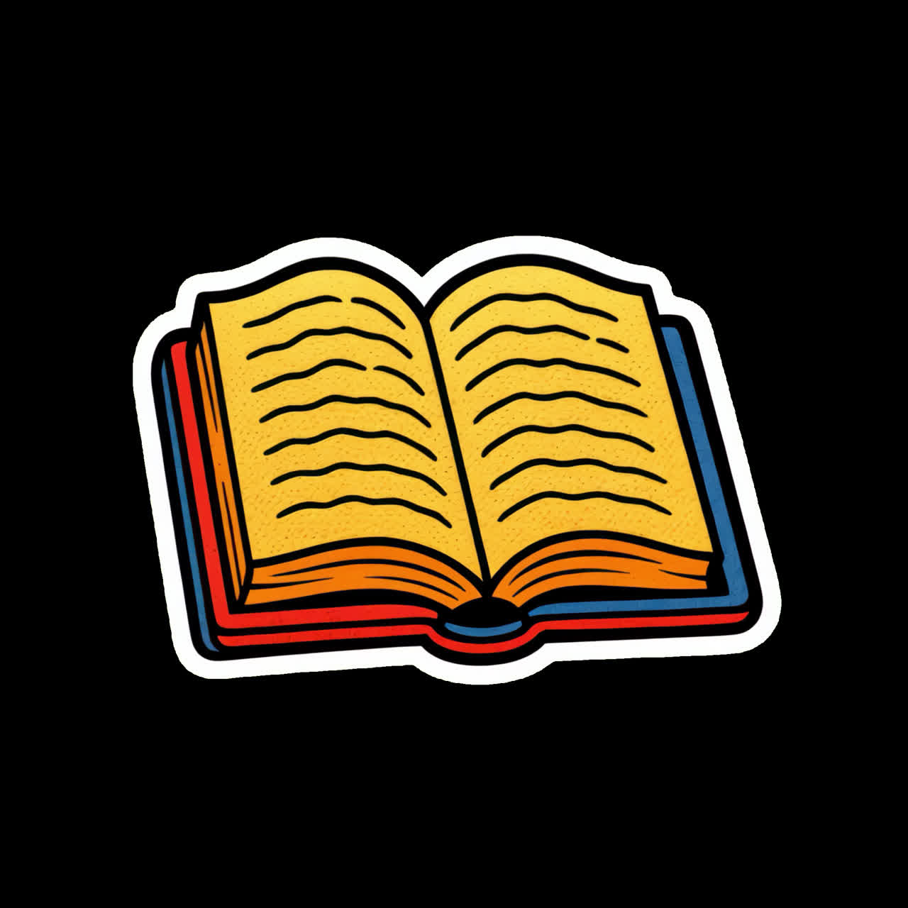 Colorful open book illustration animation isolated asset, transparent 4K video, alpha channel