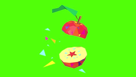 Roter-3D-Lowpoly-Apfel,-Genau-Richtig