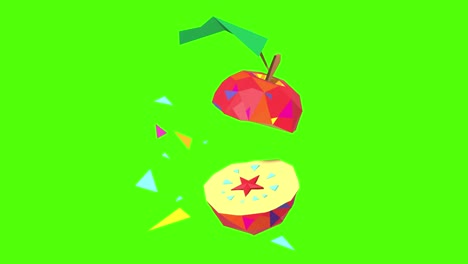 Manzana-Roja-3d-Lowpoly,-Cortada-En-T