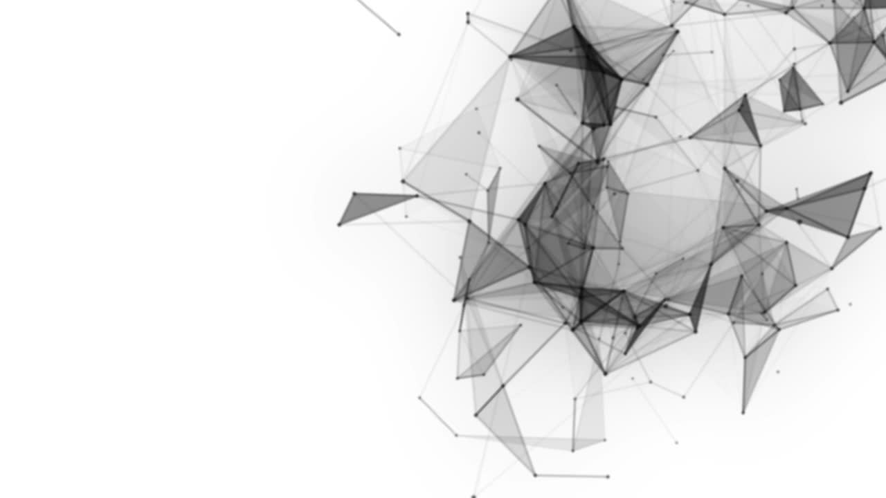 Plexus fantasy abstract technology. Abstract geometric background with moving lines, dots and triangles. Science. Medicine and technology. Loop animations