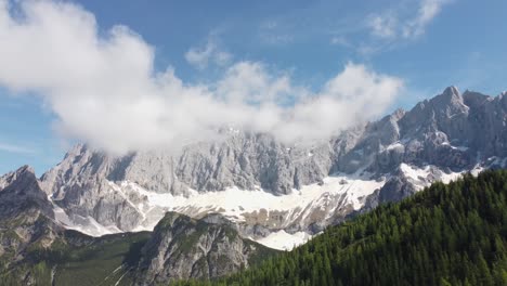 4K-drone-shot-of-majestic-Dachstein-Glacier,-Styria,-Austria-in-the-Alps