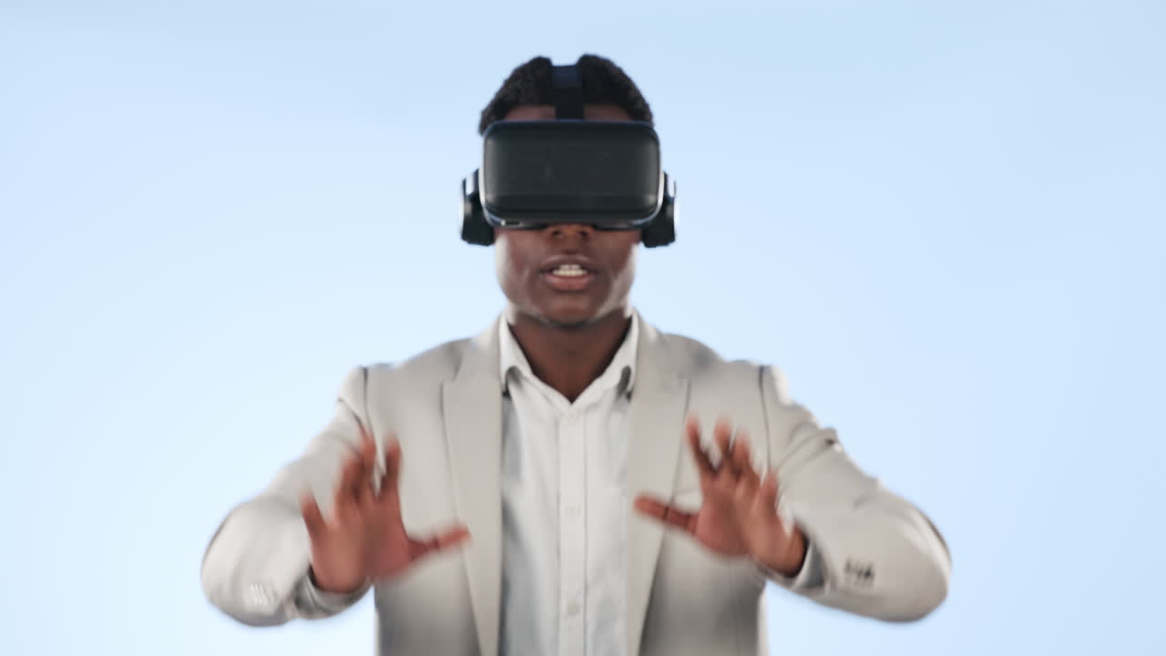 남자, 사업가 및 취미용 가상 현실