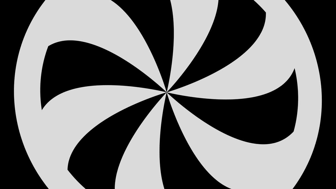 Graphic drawing in black and white with stroboscopic and hypnotic effect, while it rotates clockwise and increases in size.