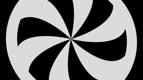 graphic drawing in black and white with stroboscopic and hypnotic effect, while it rotates clockwise and increases in size.