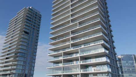 4k aerial drone footage of modern construction apartments in puerto madero, buenos aires, argentina.