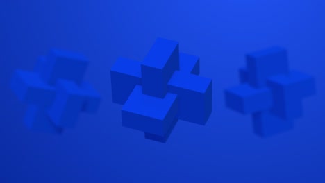 las formas azules girando. animación 3d abstracta.