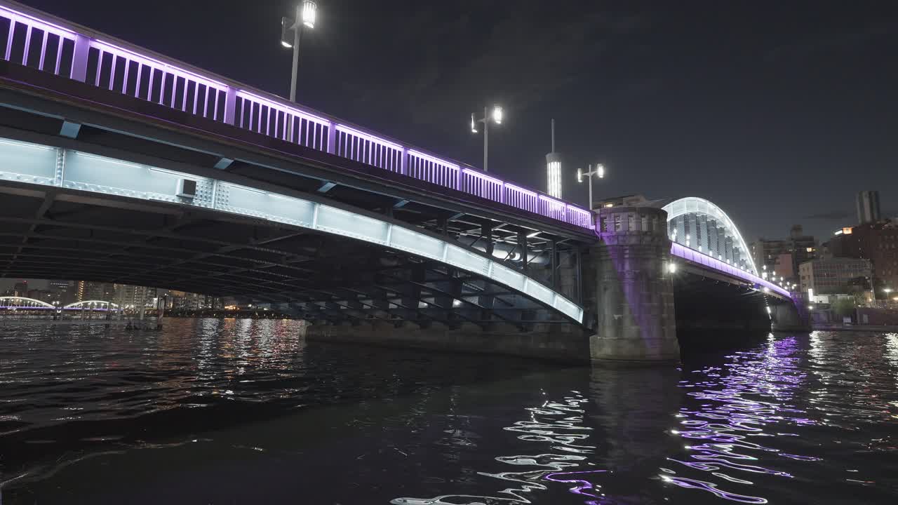 Night View of a Bridge over Water