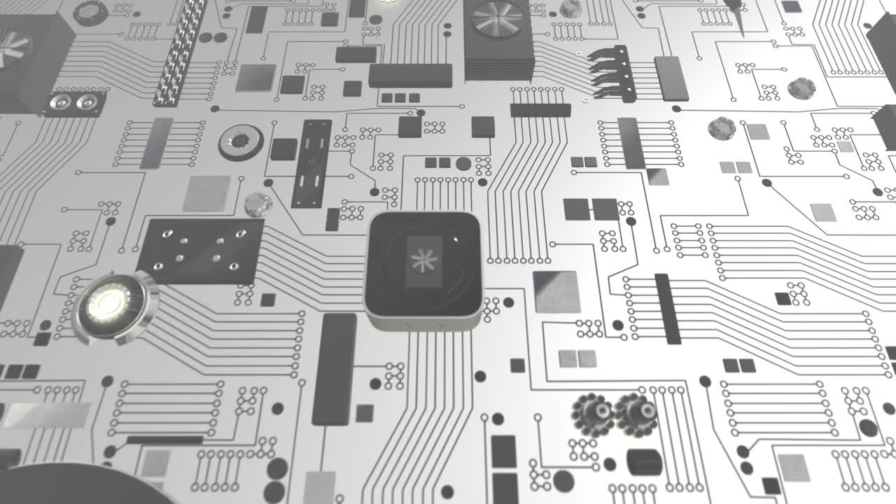 placa de circuito futurista blanca con icono de seguridad