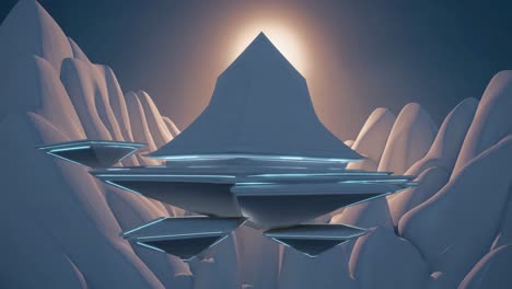 floating pyramid cityscape