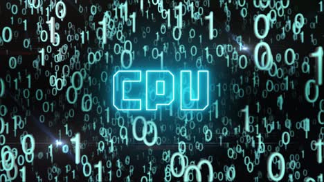Bluish CPU concept with digital code