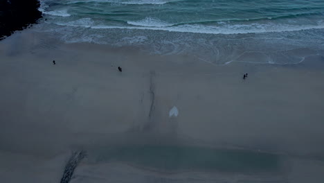 revealing shot of flakstad beach during winter in northern norway lofoten island