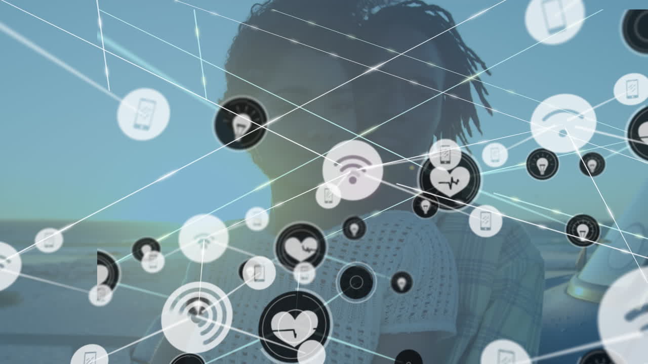 다양한 커플을 포용하는 아이콘으로 연결된 네트워크의 애니메이션