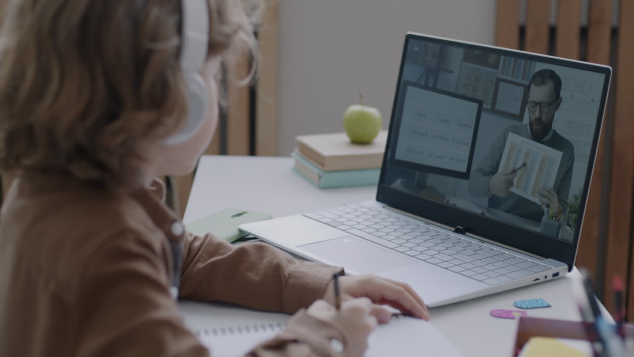 Child taking an online class