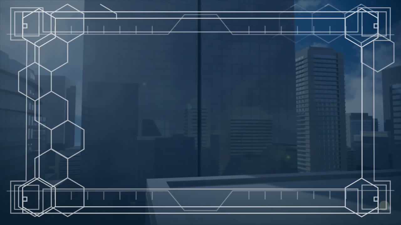 animación del procesamiento de datos financieros sobre el fondo del paisaje